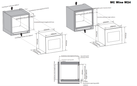 Винный шкаф MC Wine W24B встраиваемый в колонну
